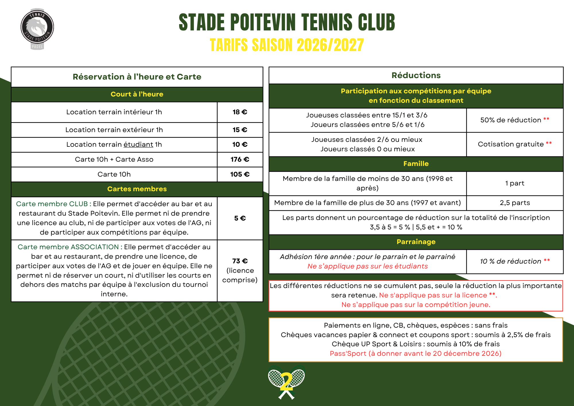 Stade Poitevin Tennis Club Tarifs Saison 20262027 page2